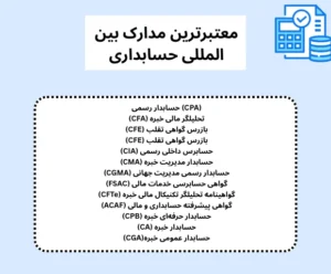 لیست مدارک معتبر حسابداری
